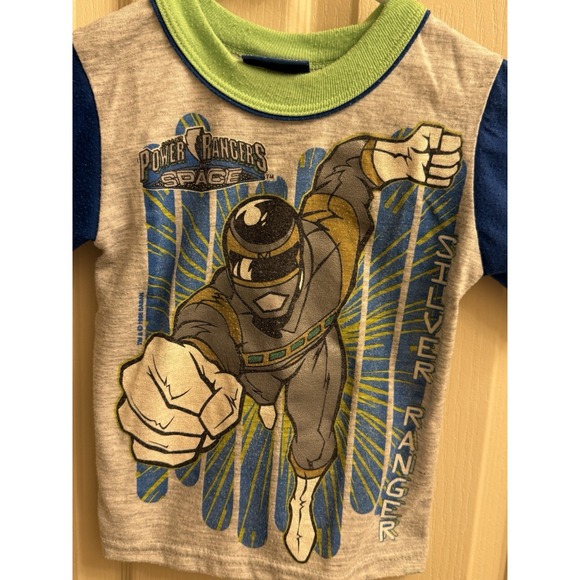 Vintage Power Rangers in Space 90s Youth Size 4 T Shirt Saban AOP Silver Ranger - Picture 2 of 4